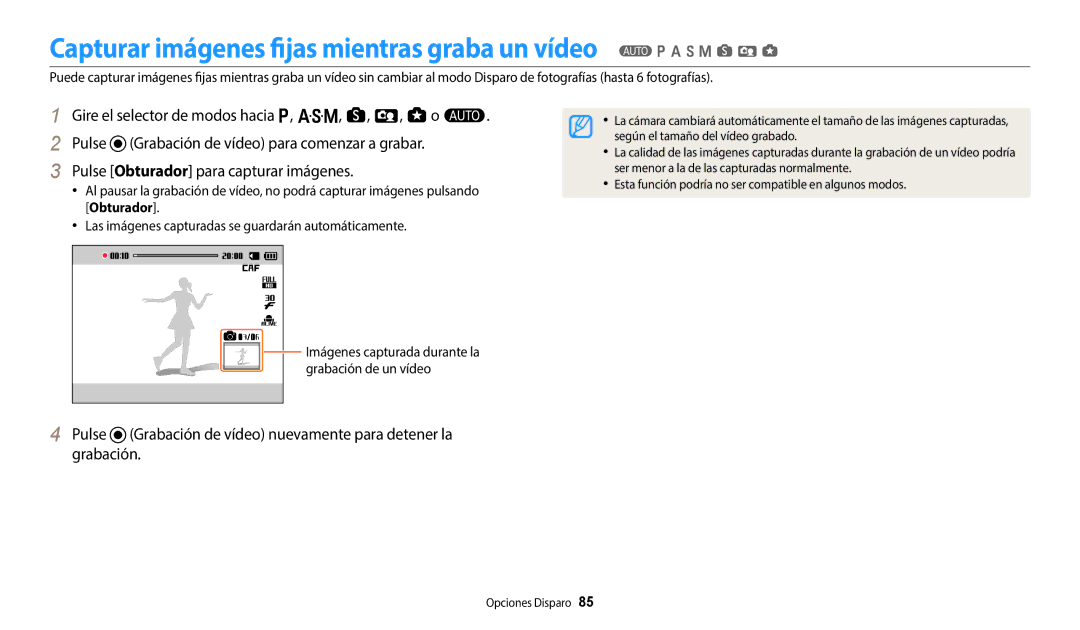 Samsung EC-WB380FBPWE1, EC-WB380FBPBE1 manual Grabación de un vídeo 