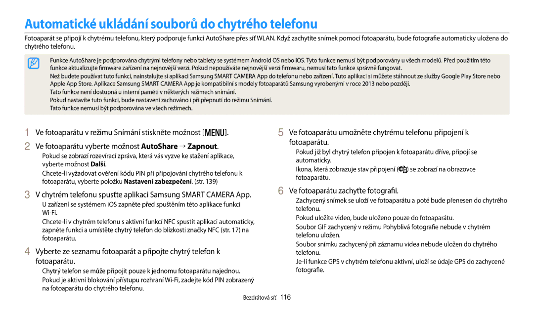 Samsung EC-WB380FBPBE1 manual Automatické ukládání souborů do chytrého telefonu, Ve fotoaparátu zachyťte fotografii 