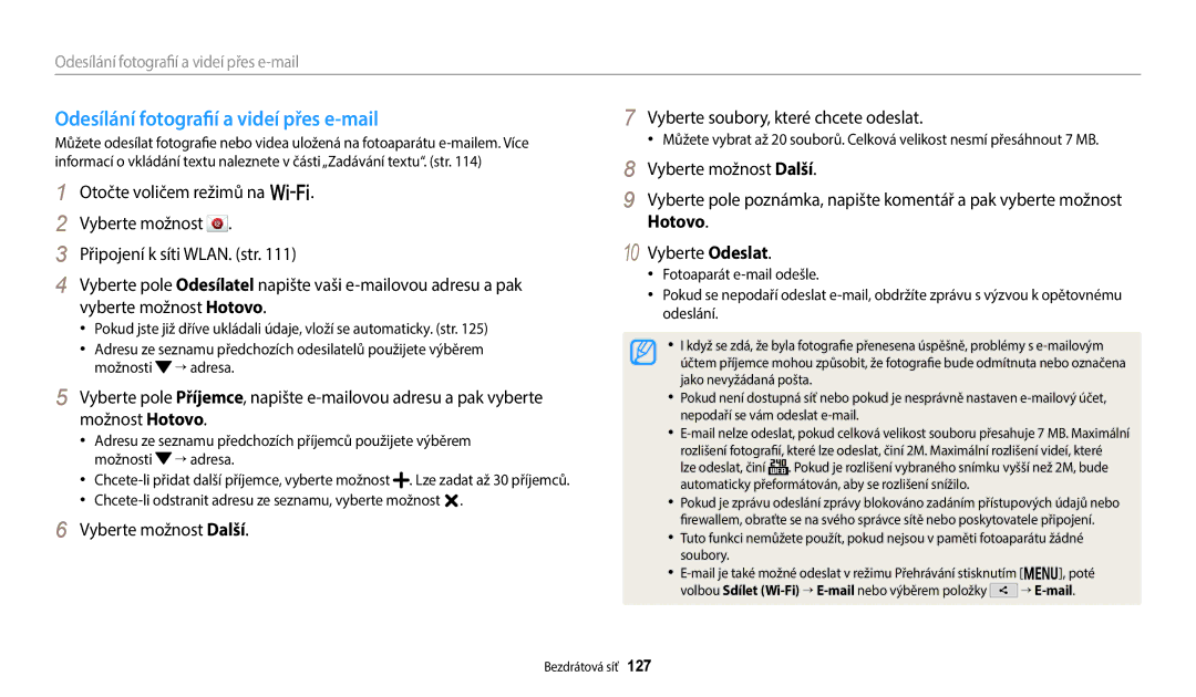 Samsung EC-WB380FBPWE1, EC-WB380FBPBE1 manual Přes e-mail, Příjemce 