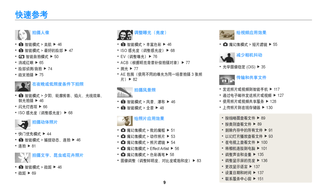 Samsung EC-WB380FBPWE1, EC-WB380FBPBE1 manual 快速参考, 给照片应用效果 