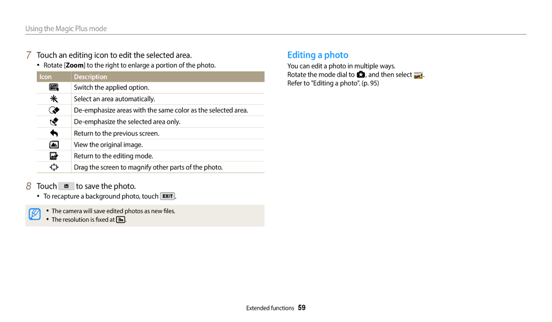 Samsung EC-WB380FBPWFR, EC-WB380FBPWE1 Editing a photo, Select an area automatically, De-emphasize the selected area only 