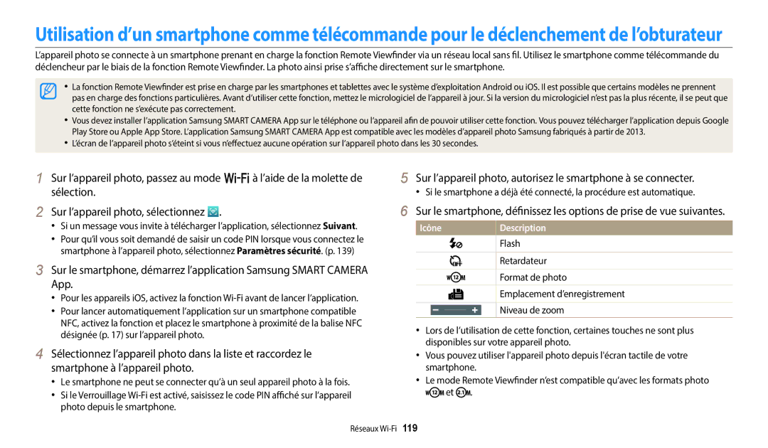 Samsung EC-WB380FBPWFR manual Flash, Format de photo, Emplacement d’enregistrement 