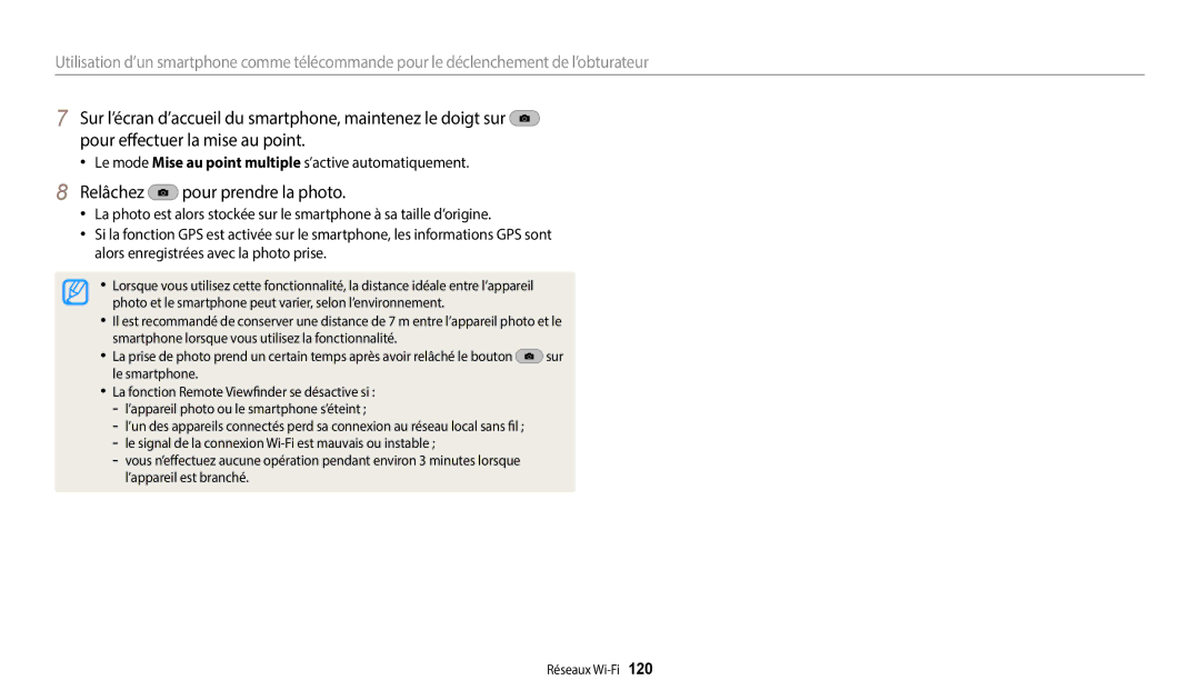 Samsung EC-WB380FBPWFR manual Relâchez pour prendre la photo, Le mode Mise au point multiple s’active automatiquement 