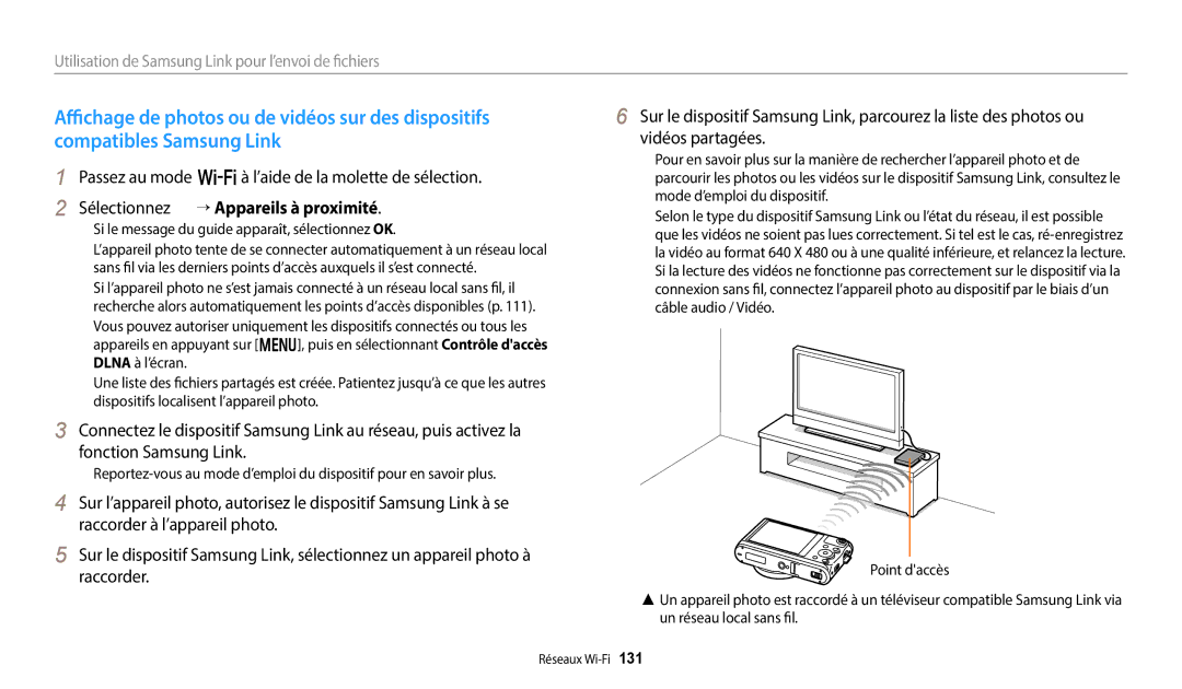 Samsung EC-WB380FBPWFR manual Passez au mode wà l’aide de la molette de sélection, Sélectionnez → Appareils à proximité 