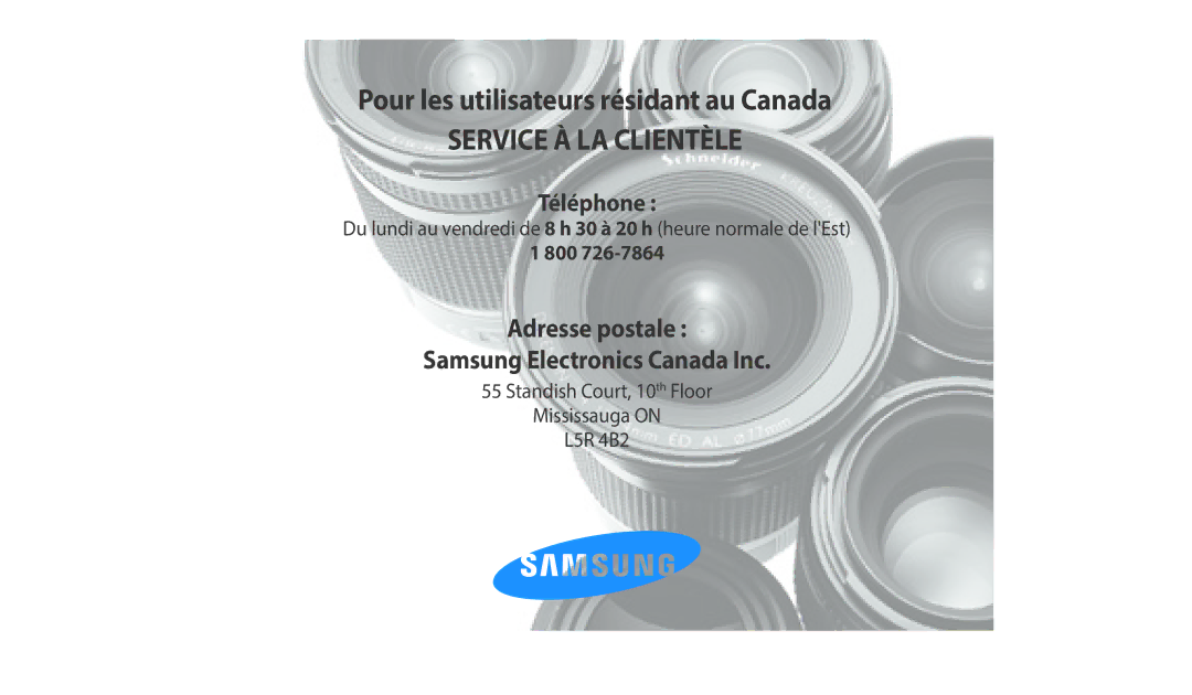 Samsung EC-WB380FBPWFR manual Service À LA Clientèle 