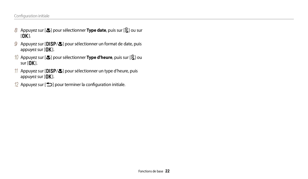 Samsung EC-WB380FBPWFR manual Configuration initiale 