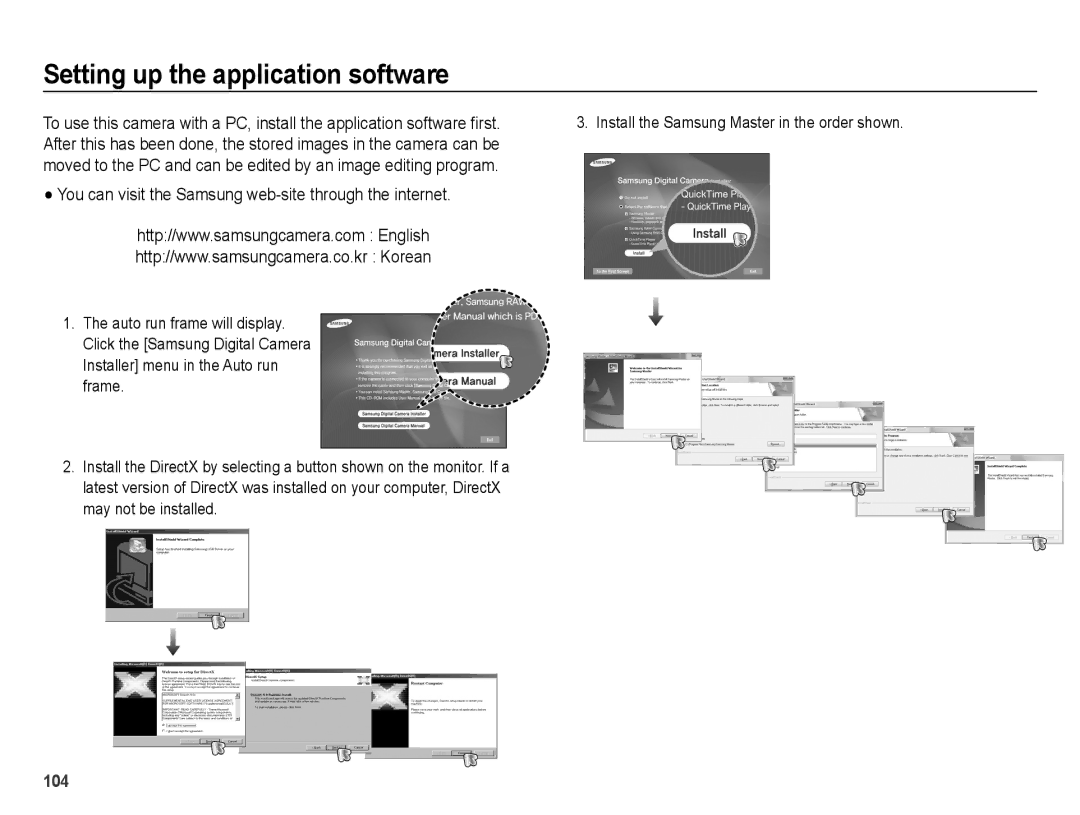 Samsung EC-WB5000BPBVN manual Setting up the application software, You can visit the Samsung web-site through the internet 