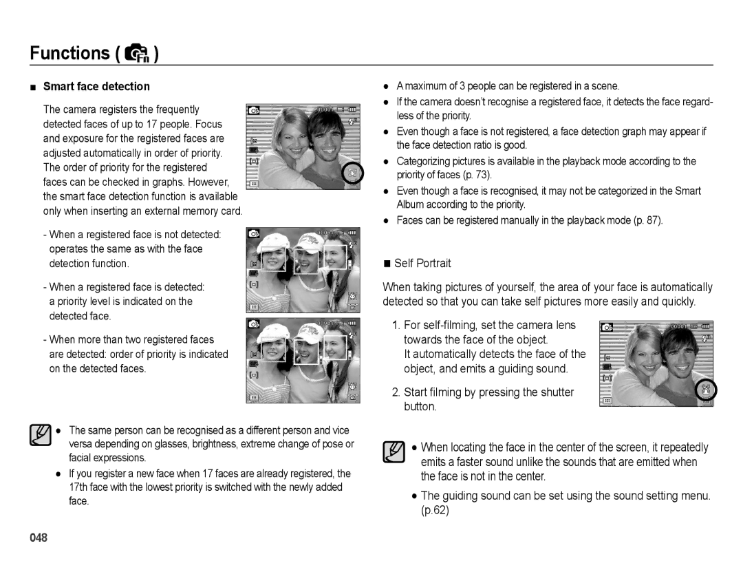 Samsung EC-WB5000BPBIL, EC-WB5000BABFR, EC-WB5000BPBFR, EC-WB5000BPBE1, EC-WB5000BPBIT Smart face detection, Self Portrait 