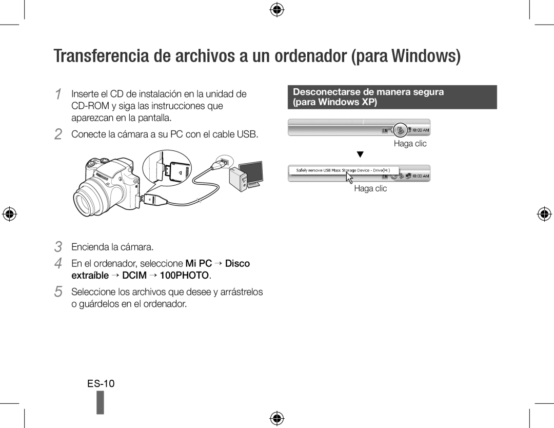 Samsung EC-WB5000BPBRU Transferencia de archivos a un ordenador para Windows, Conecte la cámara a su PC con el cable USB 