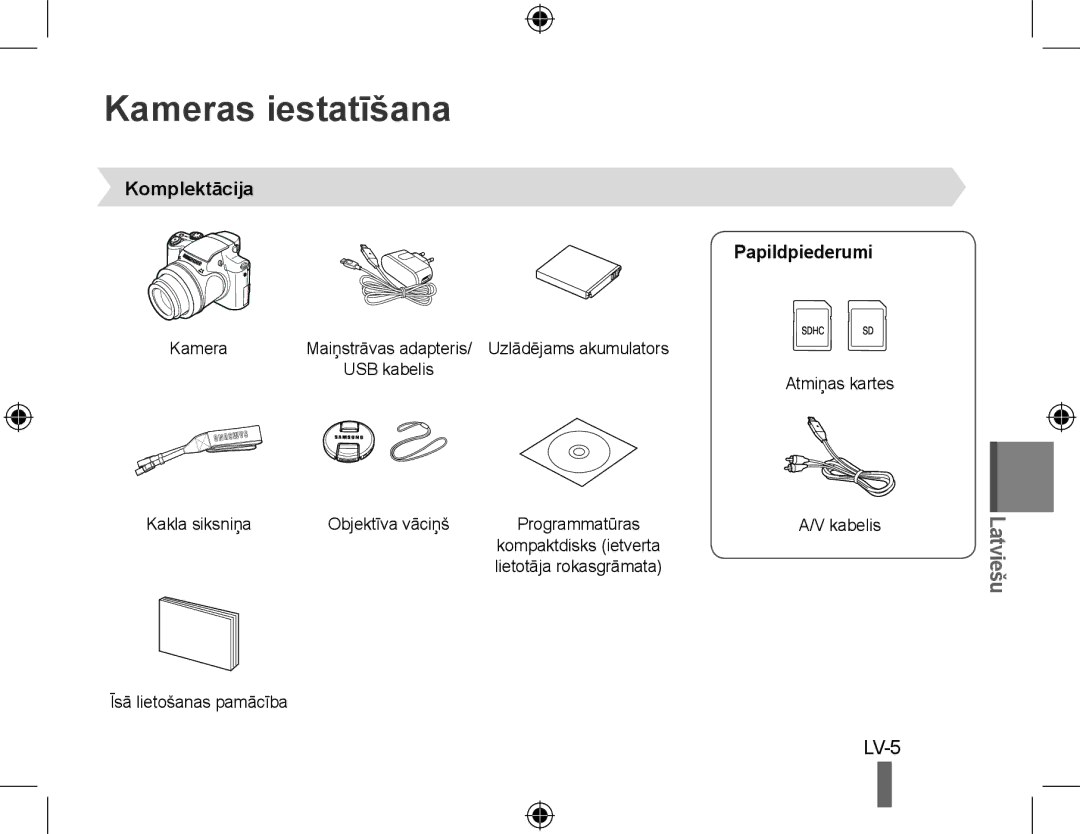 Samsung EC-WB5000BPBRU, EC-WB5000BABFR Kameras iestatīšana, Komplektācija Papildpiederumi, Kakla siksniņa Objektīva vāciņš 