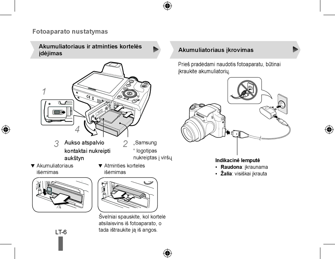 Samsung EC-WB5000BPBIT, EC-WB5000BABFR, EC-WB5000BPBFR Aukso atspalvio, Kontaktai nukreipti, Aukštyn, Indikacinė lemputė 