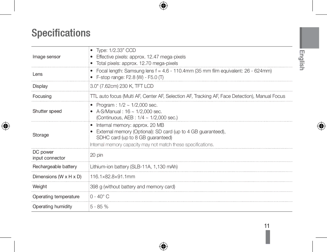 Samsung EC-WB5000BPBVN Specifications, Image sensor Lens Display Focusing Shutter speed Storage, Rechargeable battery 