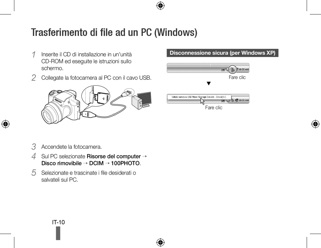 Samsung EC-WB5000BPBE2 Trasferimento di file ad un PC Windows, IT-10, Disconnessione sicura per Windows XP, Fare clic 