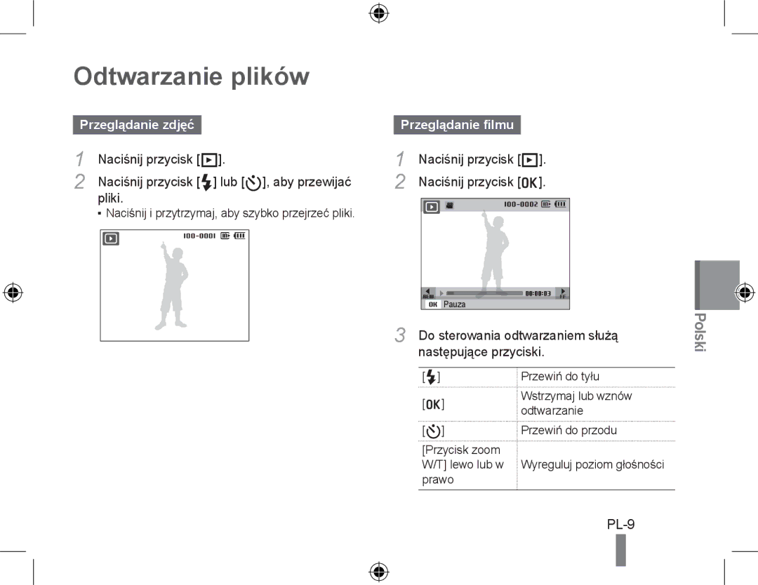 Samsung EC-WB5000BABFR Odtwarzanie plików, Przeglądanie filmu, Do sterowania odtwarzaniem służą, Następujące przyciski 