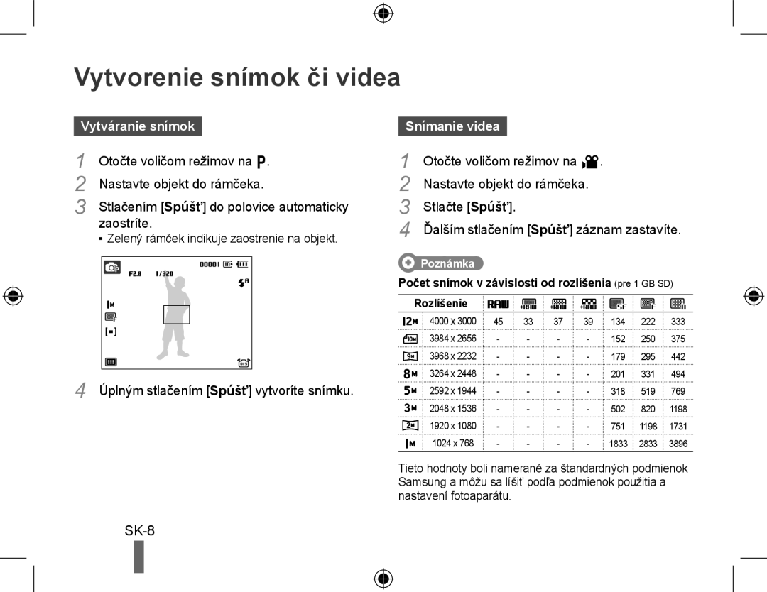 Samsung EC-WB5000BPBE2, EC-WB5000BABFR, EC-WB5000BPBFR manual Vytvorenie snímok či videa, Vytváranie snímok, Snímanie videa 