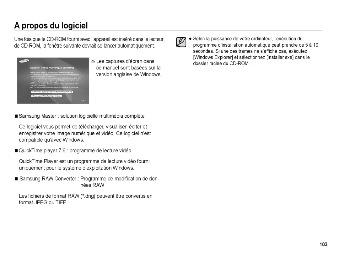 Samsung EC-WB5000BPBE1, EC-WB5000BABFR manual Propos du logiciel, Samsung Master solution logicielle multimédia complète 