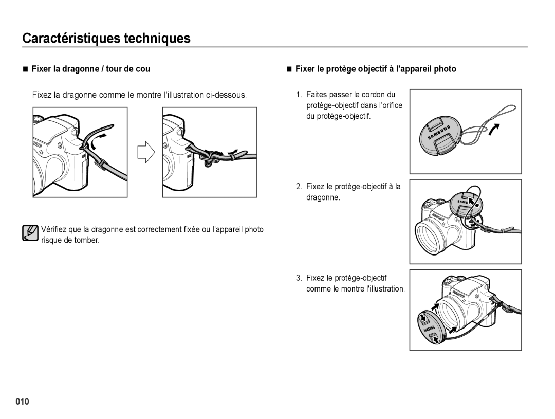 Samsung EC-WB5000BPBE1, EC-WB5000BABFR, EC-WB5000BPBFR manual Fixez la dragonne comme le montre l’illustration ci-dessous 