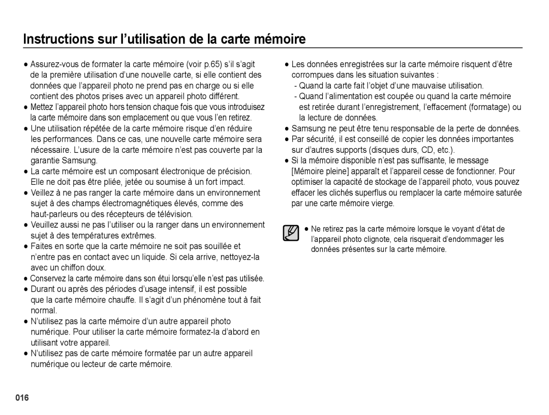 Samsung EC-WB5000BPBE1, EC-WB5000BABFR manual Instructions sur l’utilisation de la carte mémoire, La lecture de données 