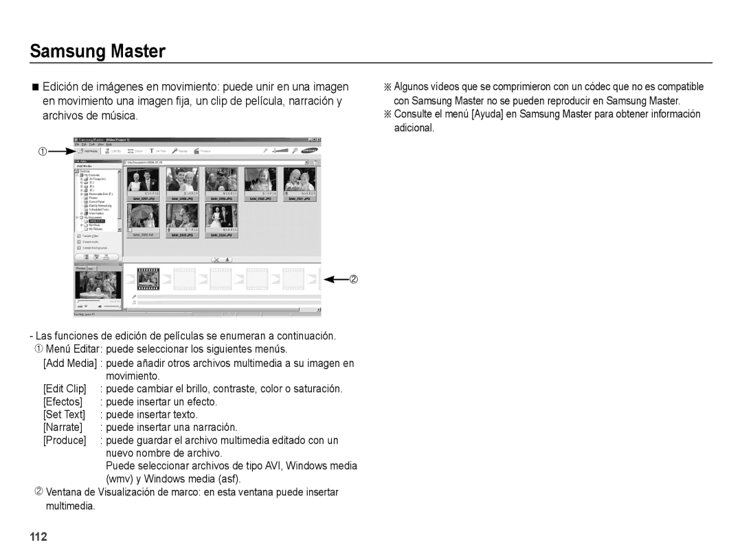 Samsung EC-WB5000APB, EC-WB5000BPBE1 manual Movimiento, Edit Clip, Nuevo nombre de archivo, Wmv y Windows media asf 