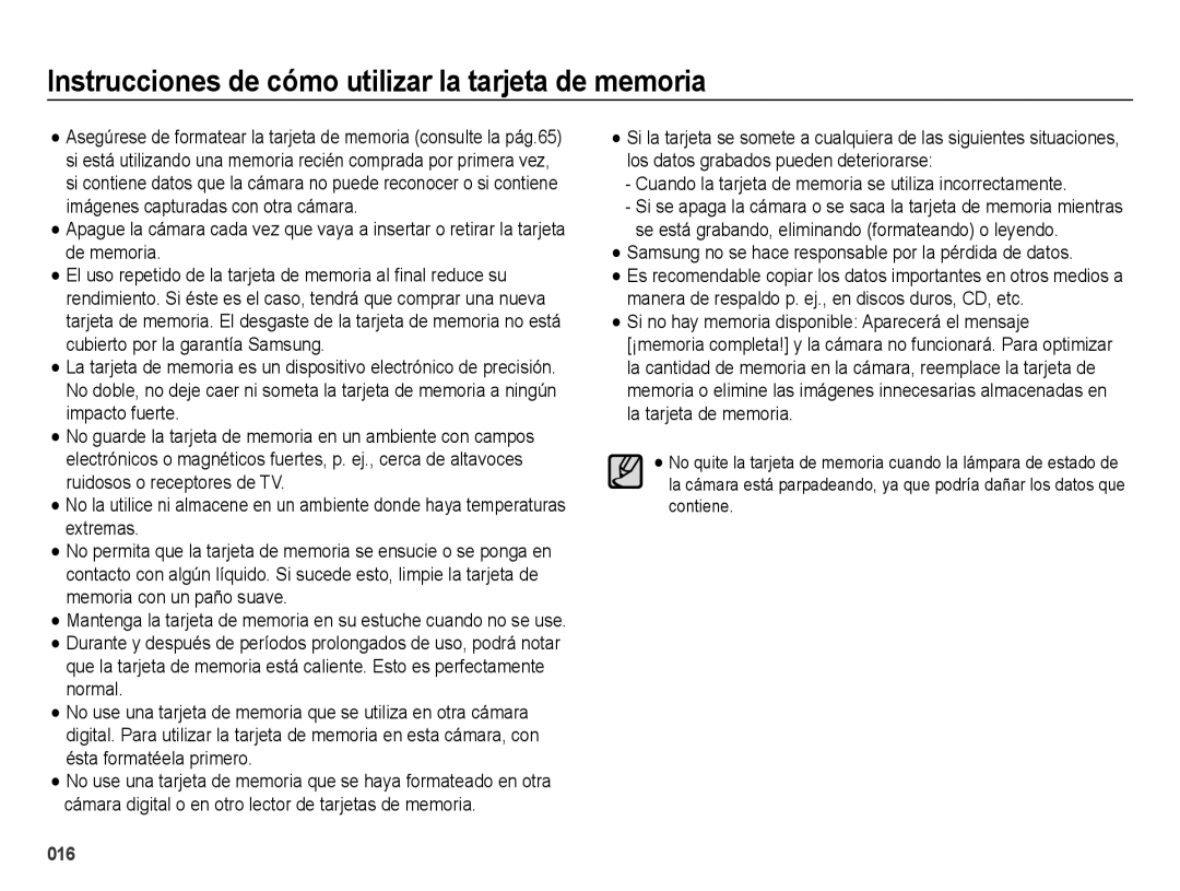 Samsung EC-WB5000APB, EC-WB5000BPBE1 manual Instrucciones de cómo utilizar la tarjeta de memoria 