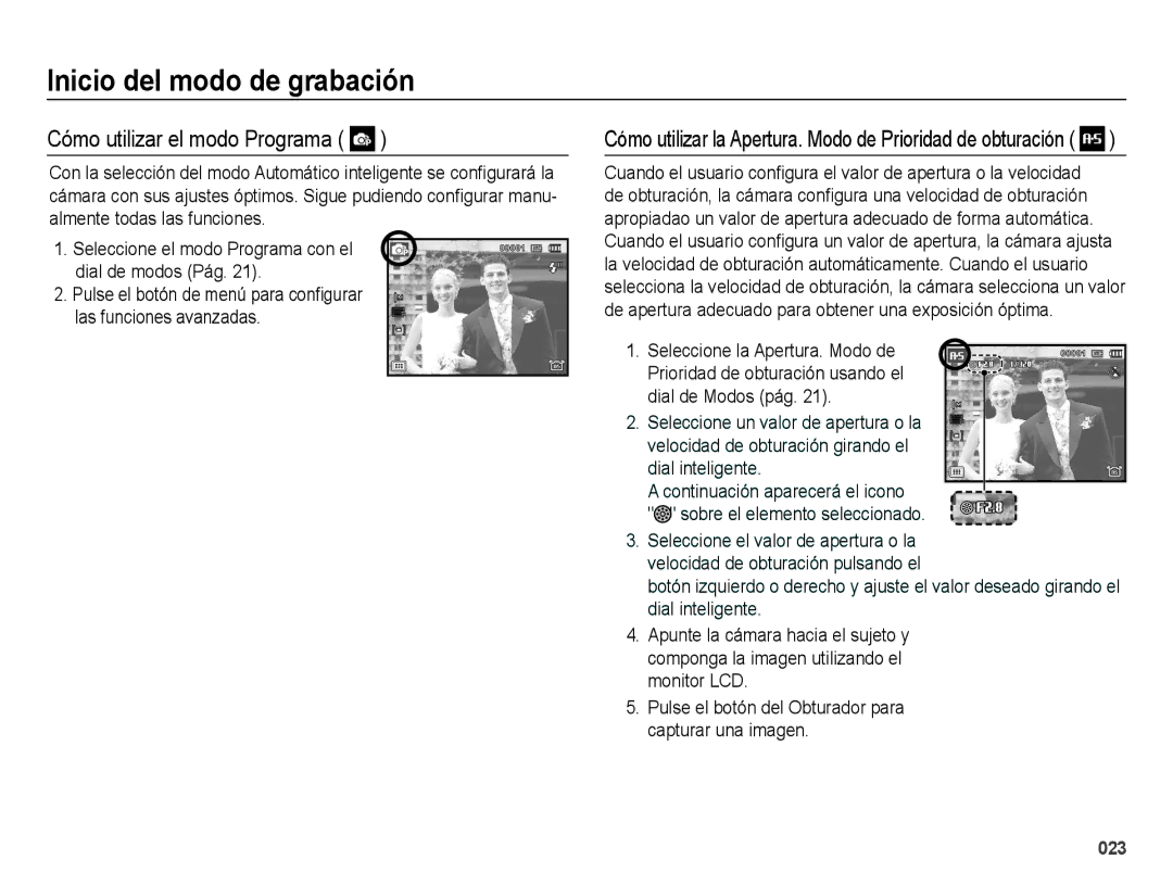 Samsung EC-WB5000BPBE1, EC-WB5000APB manual Cómo utilizar el modo Programa 