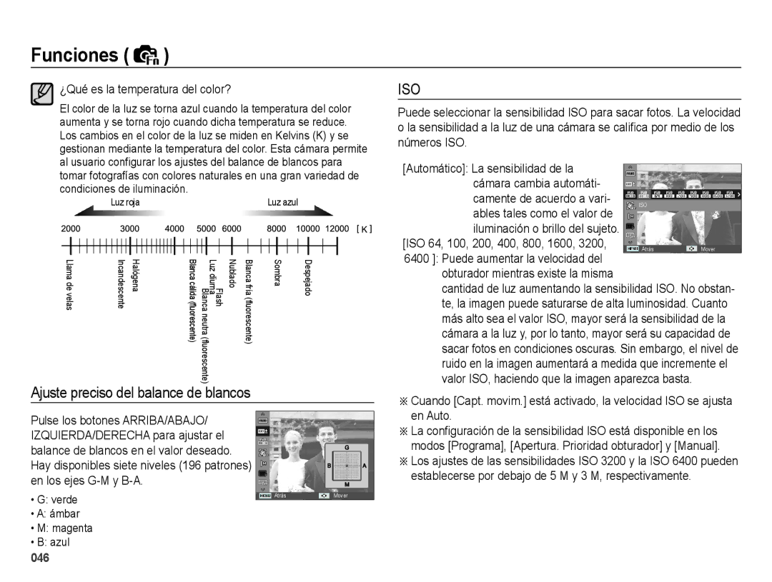 Samsung EC-WB5000APB manual ¿Qué es la temperatura del color?, En los ejes G-M y B-A, Ables tales como el valor de 