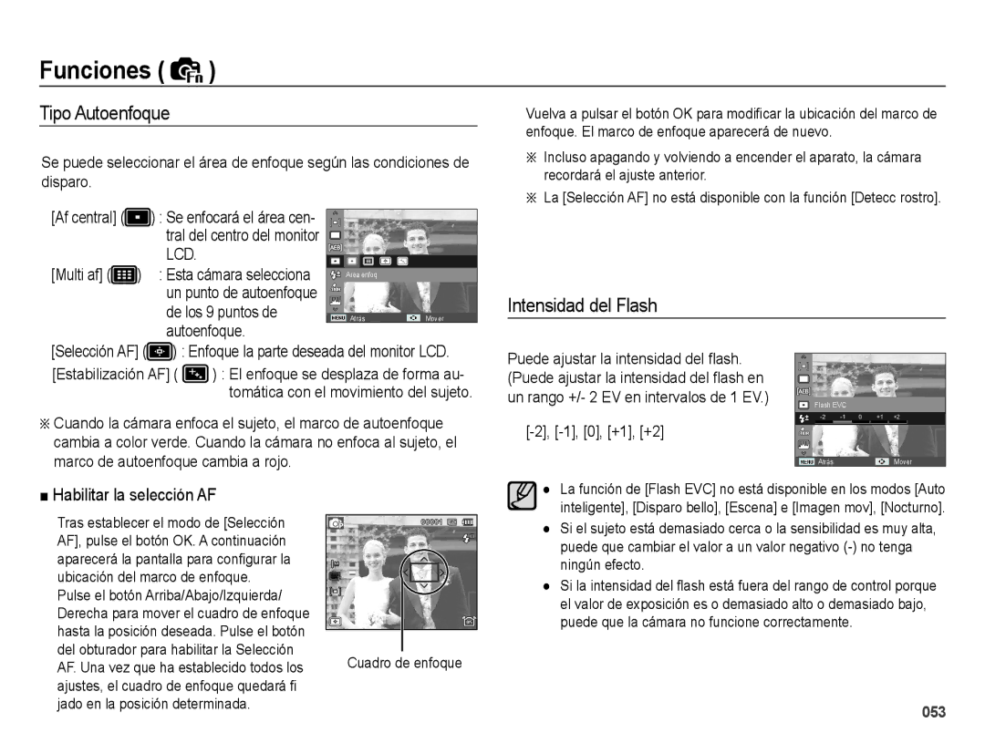 Samsung EC-WB5000BPBE1, EC-WB5000APB manual Tipo Autoenfoque, Intensidad del Flash 