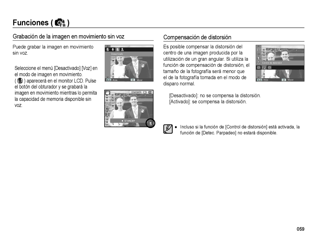 Samsung EC-WB5000BPBE1, EC-WB5000APB manual Grabación de la imagen en movimiento sin voz 