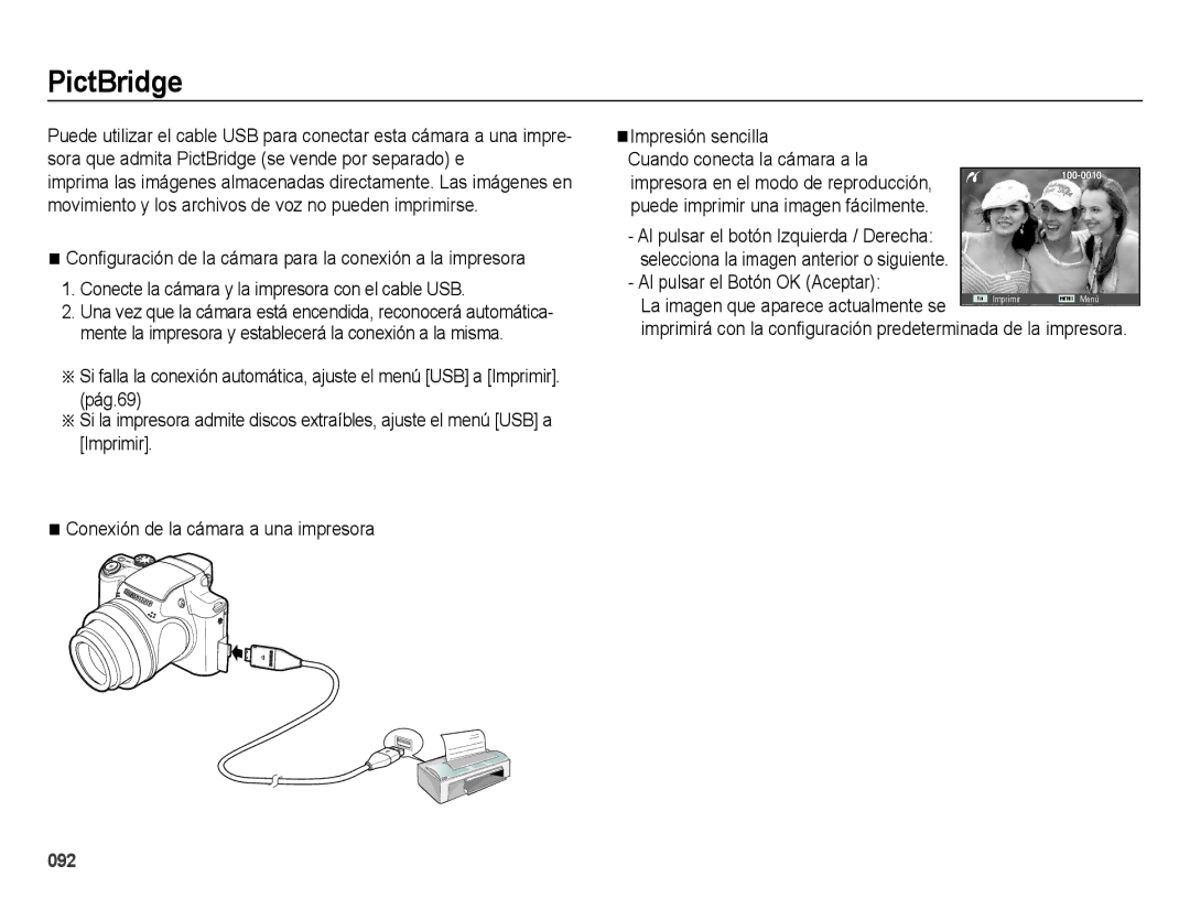 Samsung EC-WB5000APB, EC-WB5000BPBE1 manual PictBridge, Al pulsar el Botón OK Aceptar 