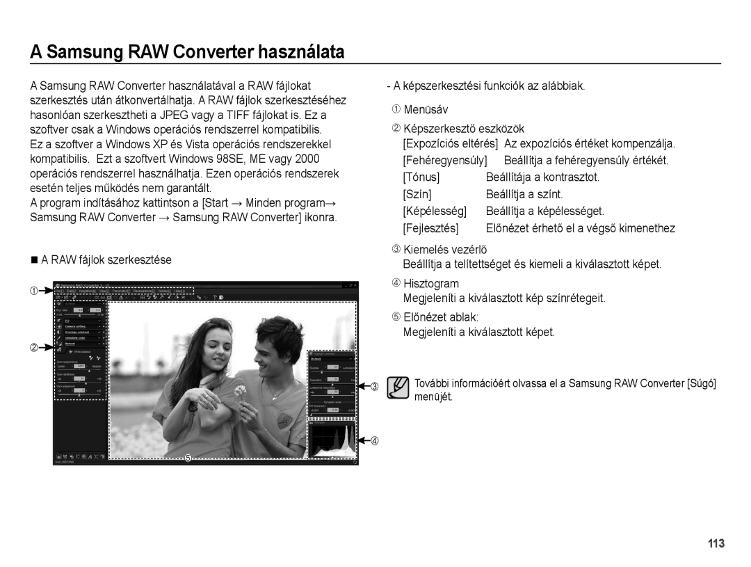 Samsung EC-WB5000BPBE3, EC-WB5000BPBE1, EC-WB5000BPBIT, EC-WB5000BPBE2 manual Samsung RAW Converter használata 