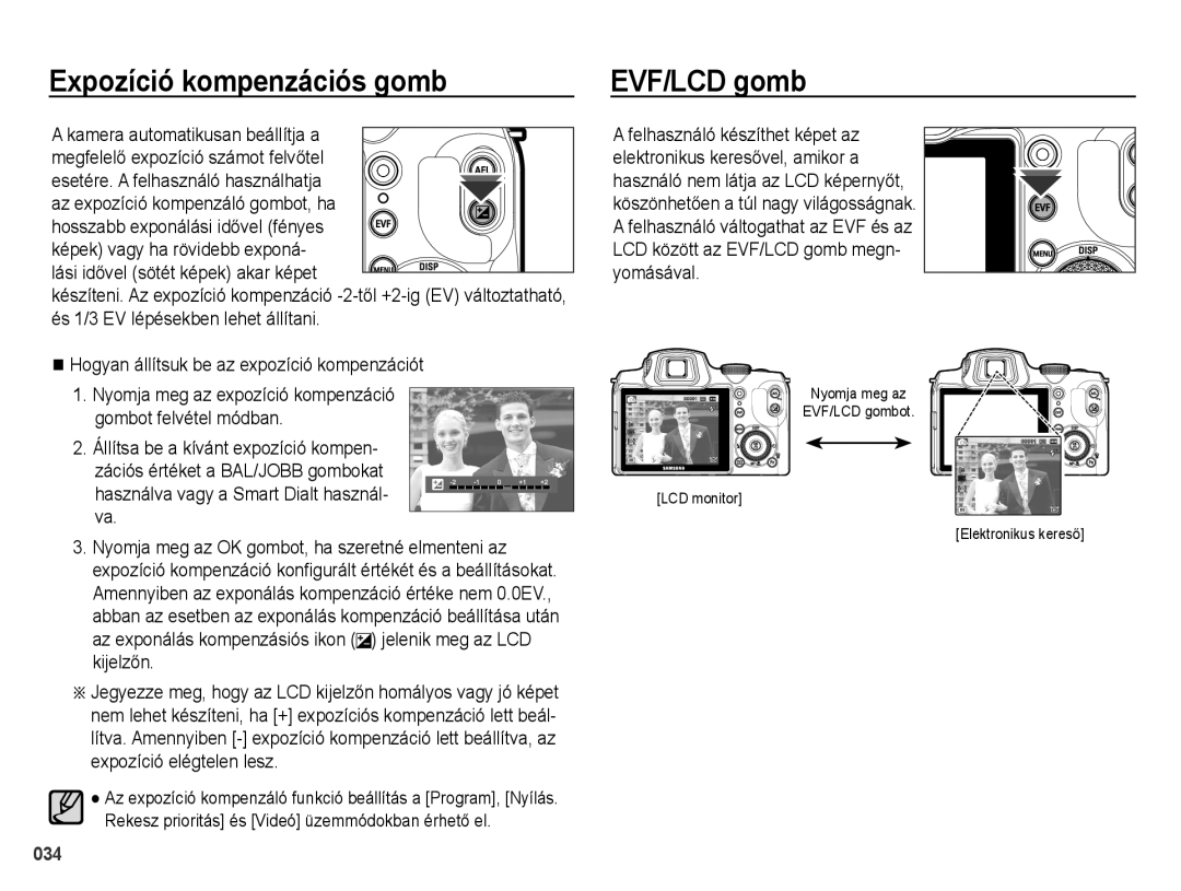 Samsung EC-WB5000BPBE2, EC-WB5000BPBE1 manual Expozíció kompenzációs gomb, Használva vagy a Smart Dialt használ- va 