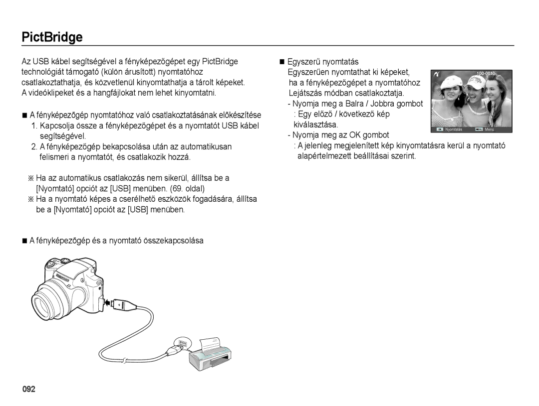 Samsung EC-WB5000BPBIT, EC-WB5000BPBE1 manual PictBridge, Egy elĘzĘ / következĘ kép Kiválasztása, Nyomja meg az OK gombot 