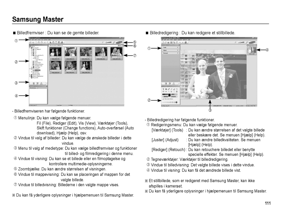 Samsung EC-WB5000BPBE2 manual Billedfremviser Du kan se de gemte billeder, Billedredigering Du kan redigere et stillbillede 