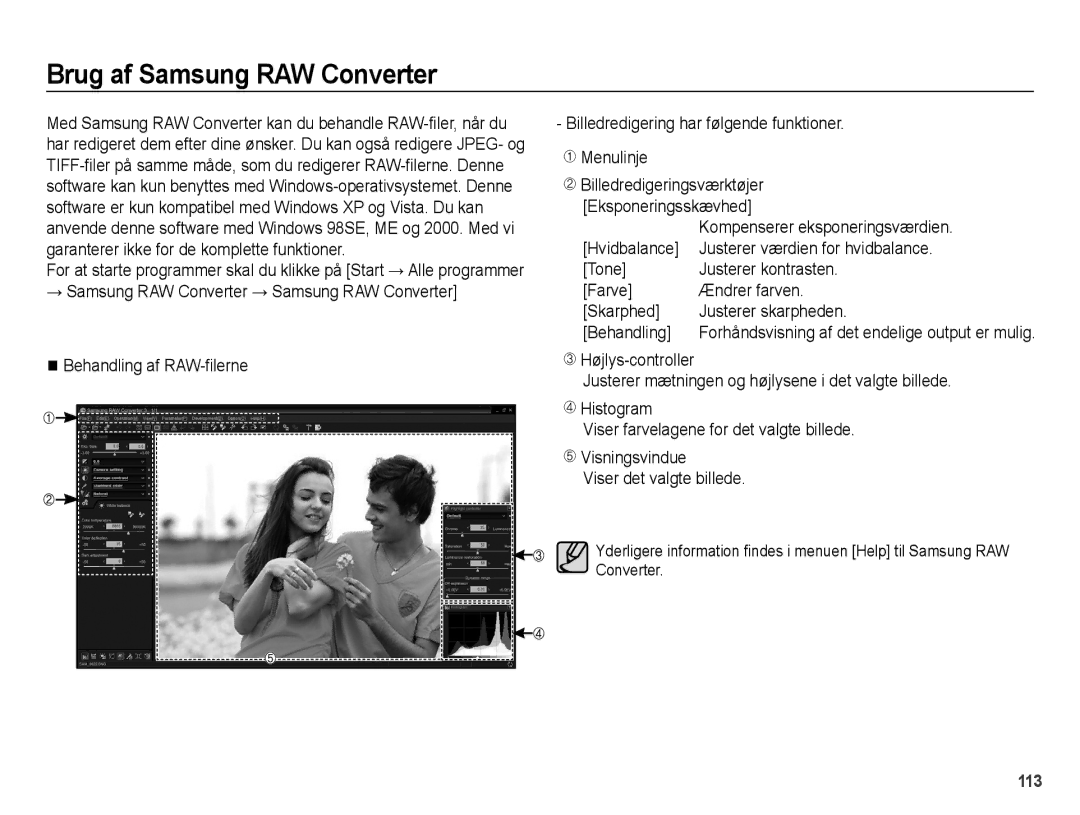 Samsung EC-WB5000BPBE2 manual Brug af Samsung RAW Converter 