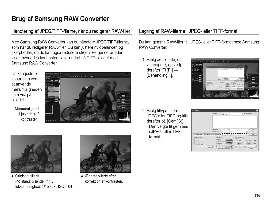 Samsung EC-WB5000BPBE2 manual Den valgte fil gemmes i JPEG- eller TIFF- format 