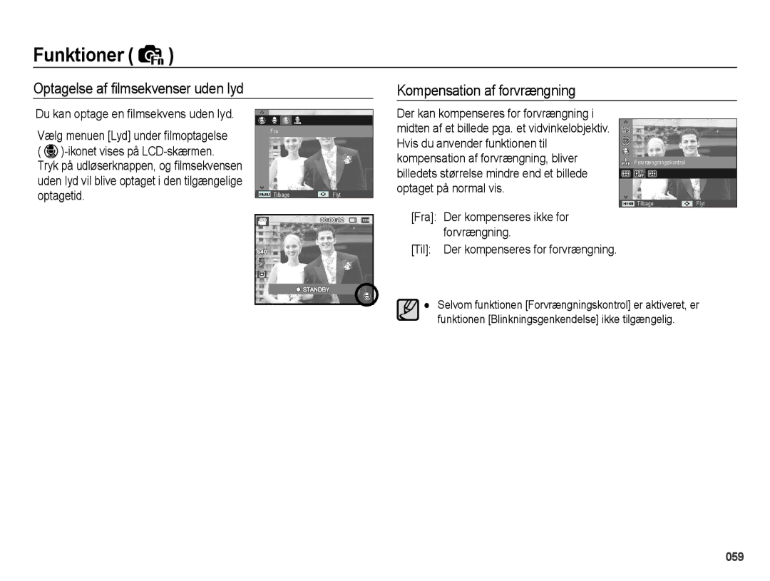 Samsung EC-WB5000BPBE2 manual Du kan optage en ﬁlmsekvens uden lyd 