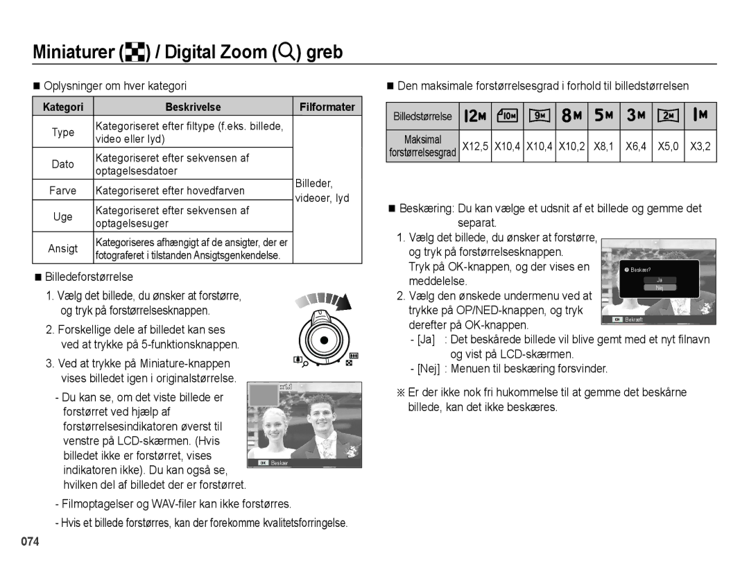 Samsung EC-WB5000BPBE2 manual Miniaturer º / Digital Zoom † greb 