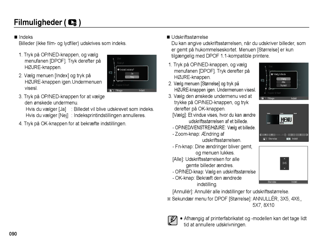 Samsung EC-WB5000BPBE2 manual Tilgængelig med Dpof 1.1-kompatible printere HØJRE-knappen, Visesl 