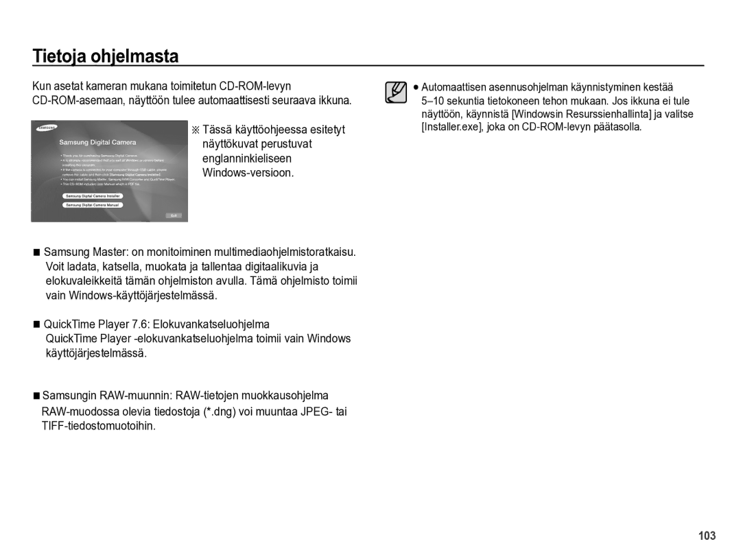 Samsung EC-WB5000BPBE2 manual Tietoja ohjelmasta 