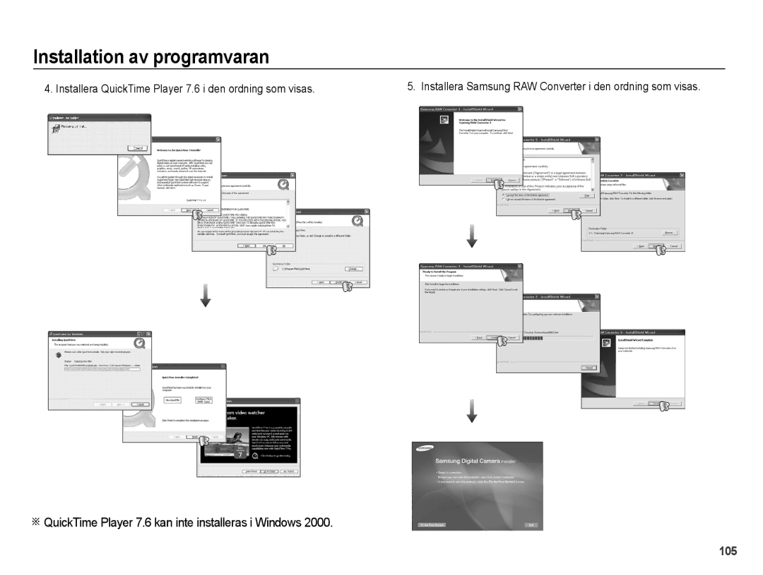 Samsung EC-WB5000BPBE2 manual ※ QuickTime Player 7.6 kan inte installeras i Windows 