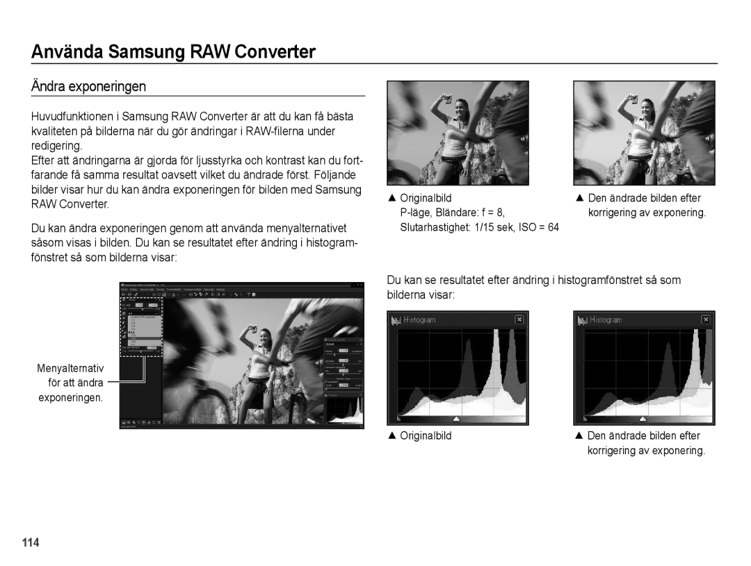 Samsung EC-WB5000BPBE2 manual Ändra exponeringen, Originalbild, Läge, Bländare f = 