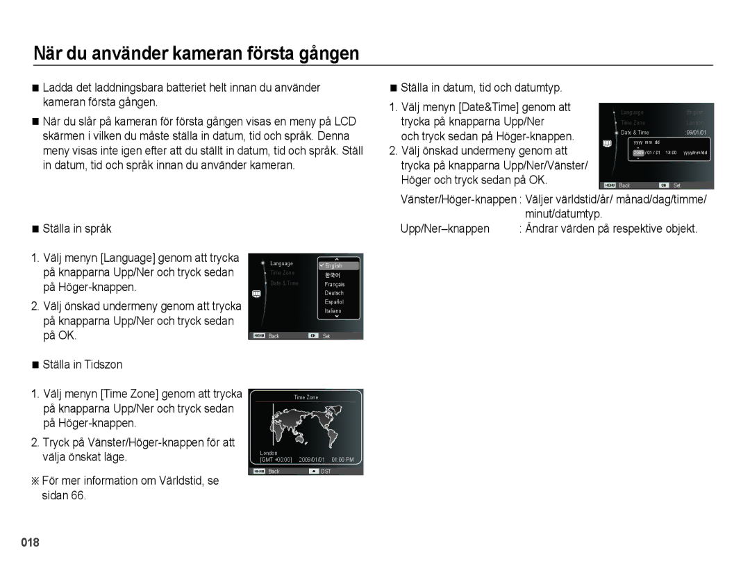 Samsung EC-WB5000BPBE2 manual När du använder kameran första gången 