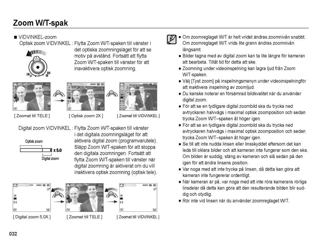 Samsung EC-WB5000BPBE2 manual VIDVINKEL-zoom, Motiv på avstånd. Fortsätt att Àytta 