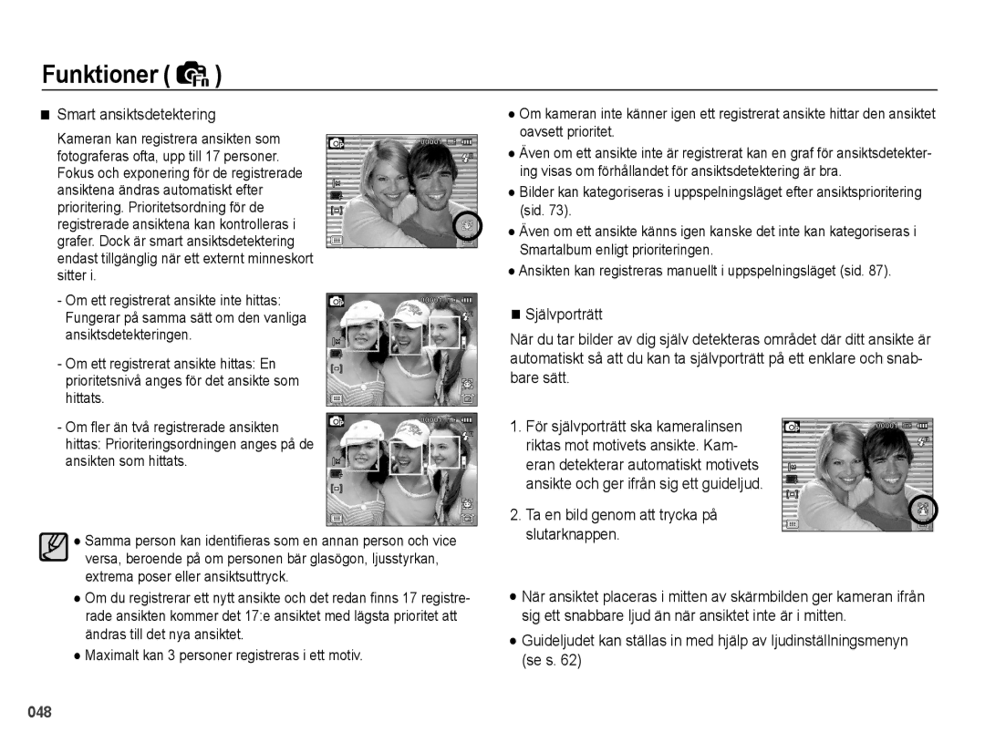 Samsung EC-WB5000BPBE2 manual Smart ansiktsdetektering, Ta en bild genom att trycka på slutarknappen 