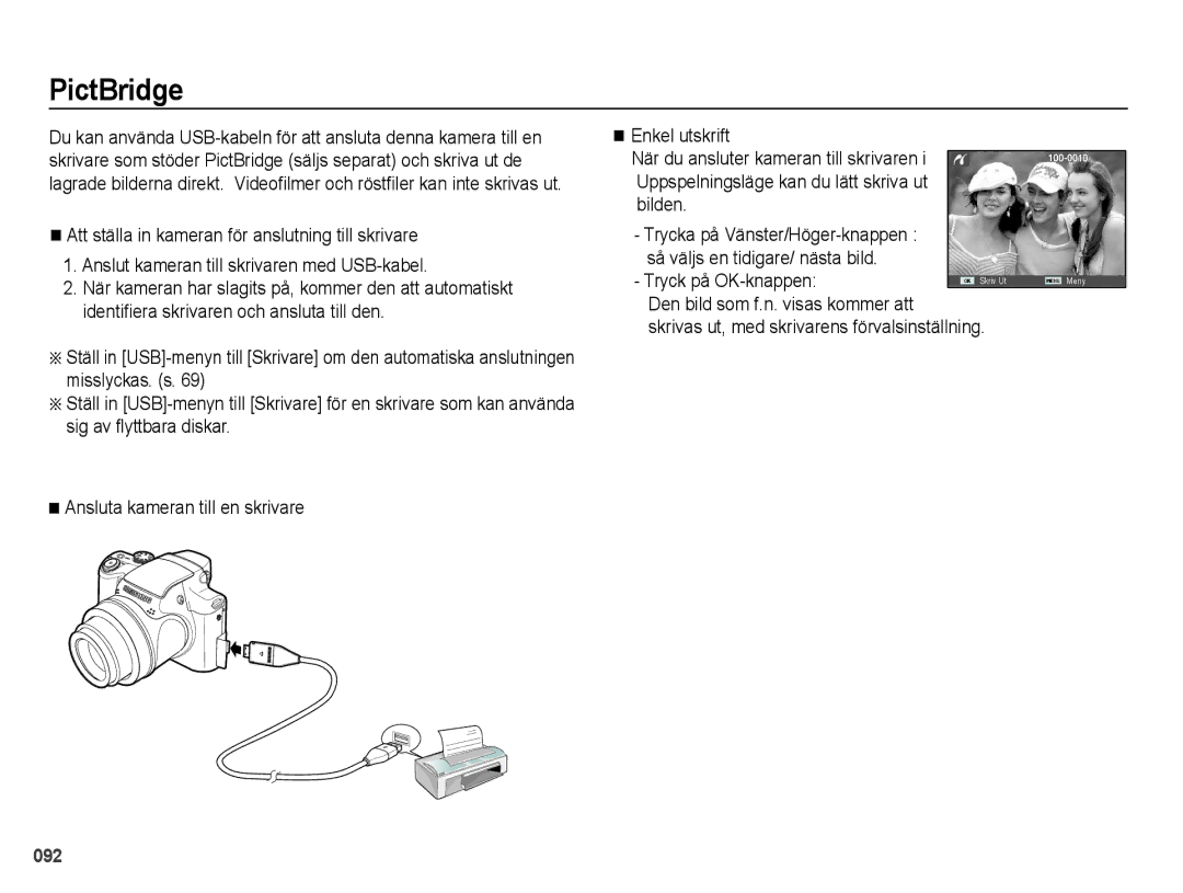 Samsung EC-WB5000BPBE2 manual PictBridge, Tryck på OK-knappen 