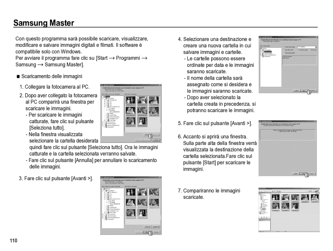 Samsung EC-WB5000BPBIT manual Samsung Master, Compariranno le immagini scaricate 