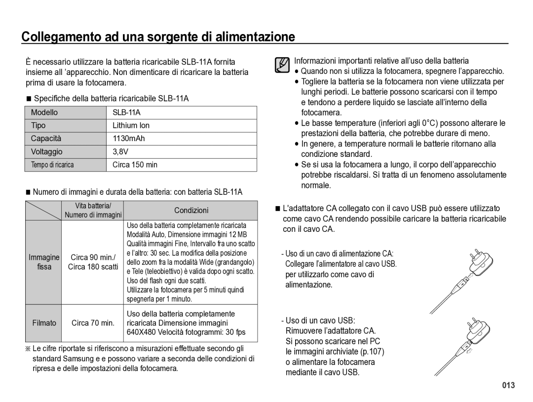 Samsung EC-WB5000BPBIT manual Collegamento ad una sorgente di alimentazione 