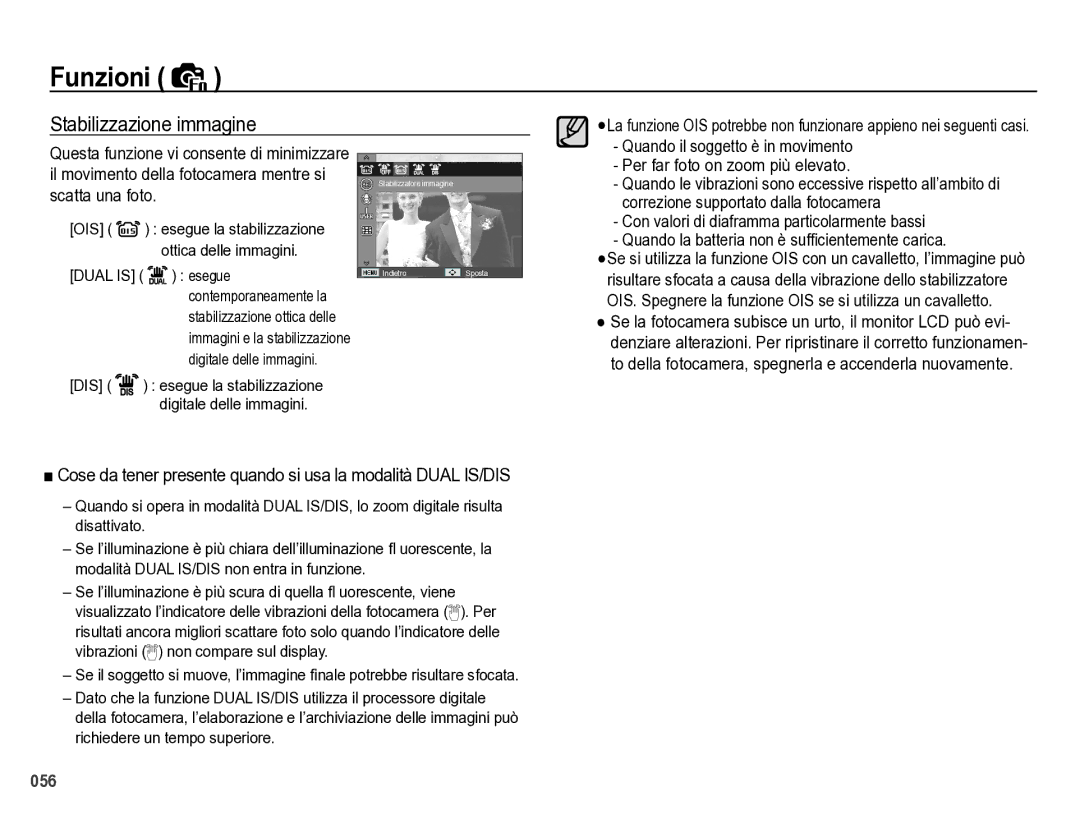 Samsung EC-WB5000BPBIT manual Stabilizzazione immagine 