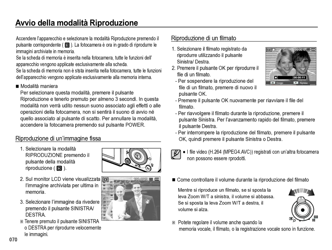 Samsung EC-WB5000BPBIT Avvio della modalità Riproduzione, Riproduzione di un’immagine fissa, Riproduzione di un filmato 