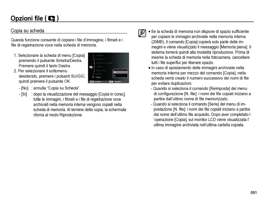 Samsung EC-WB5000BPBIT manual Copia su scheda 